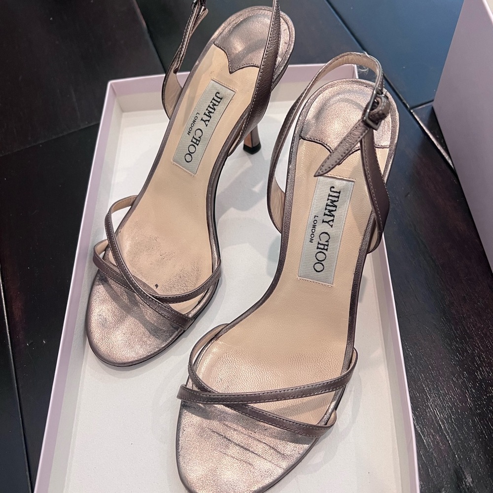 Jimmy Choo Metallic Strappy Heels